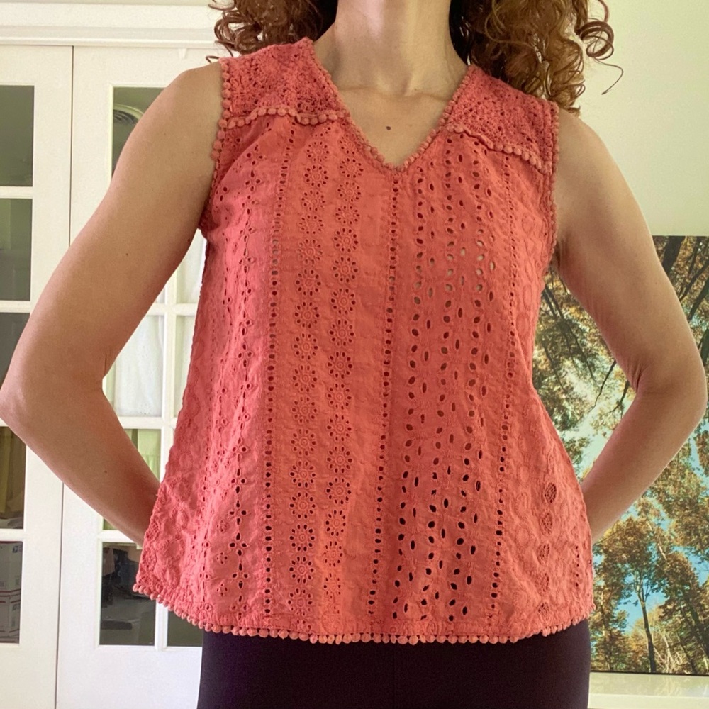 Joie Crochet Eyelet Sleeveless Top